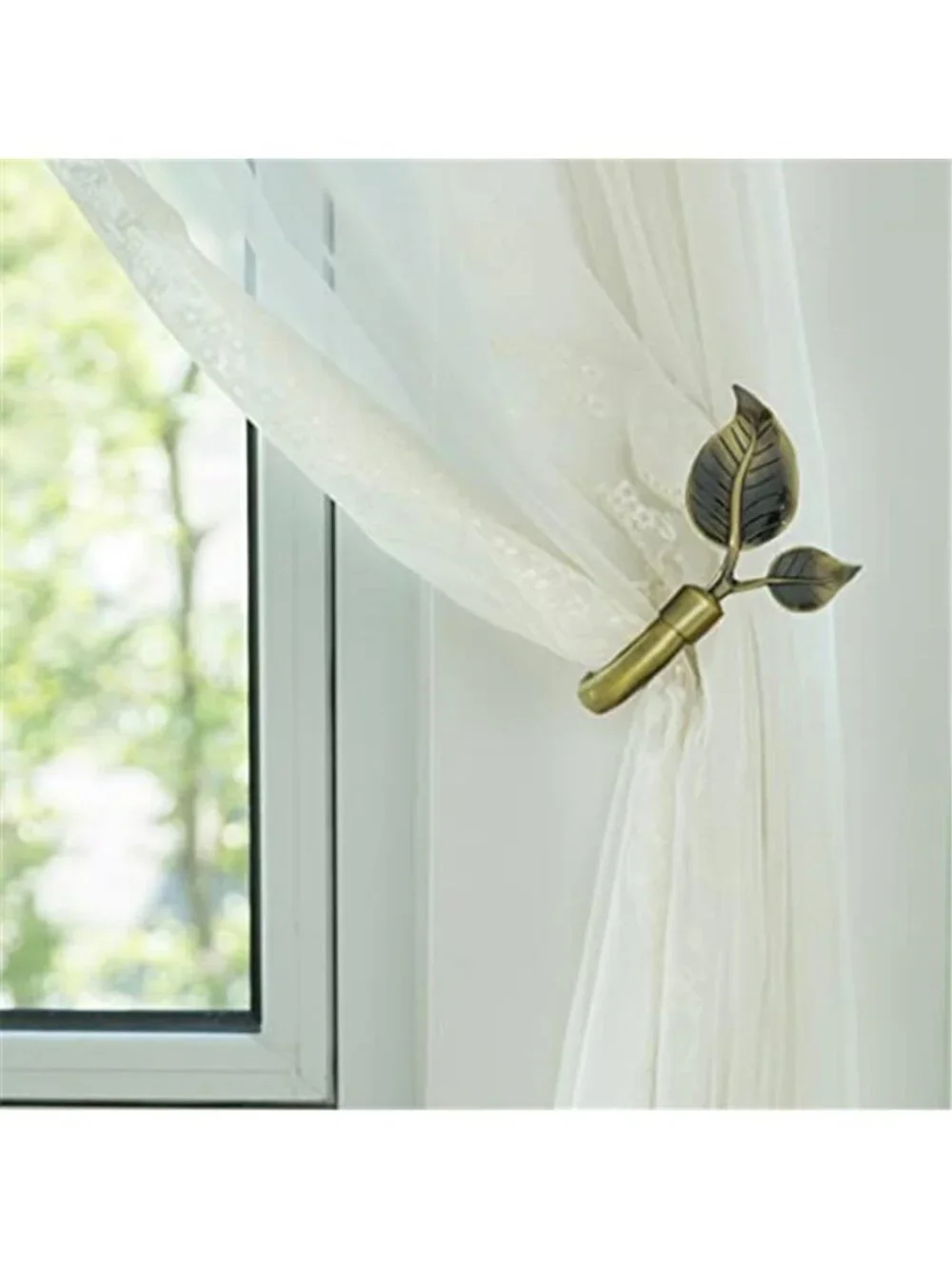 Leaf Shaped Curtain Tieback Holdbacks 2pcs, Handmade Metal Curtain Side Holders